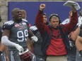Alouettes head coach Jacques Chapdelaine celebrates during game against the Toronto Argonauts on Sunday, Oct. 2, 2016.