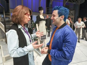 Alessandro Costantini, who plays Marc Hall, speaks with director Marcia Kash following a media preview of Prom Queen: The Musical at the Segal Centre. “There are many threads to this piece,” says Kash. “Yes, it deals with bigotry, but it’s also about a changing world."