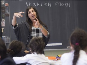 Eirini Tourkomanoli instructs a Grade 4 class at École Socrates-Démosthène in Côte-des-Neiges. The school has 1,300 students in its five-campus network.