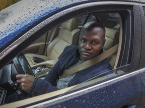 Joel DeBellefeuille in his BMW in Montreal Wednesday October 28, 2015.