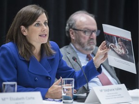 Hiring more judges or prosecutors is not necessarily the solution to the backlog in criminal cases, says Quebec Justice Minister Stéphanie Vallée, with Quebec Superior Court Chief Justice Jacques Fournier at the Montreal courthouse on Oct. 3, 2016.