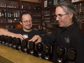 Master brewer Jean François Gravel, right, and Stephane Ostiguy at their microbrewery  Dieux du Ciel located in Montreal on Thursday October 6, 2016.