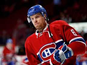 Montreal Canadiens defenceman Shea Weber takes part in the pre-game warmup skate during NHL preseason action against the Toronto Maple Leafs at the Bell centre in Montreal on Thursday, October 6, 2016.