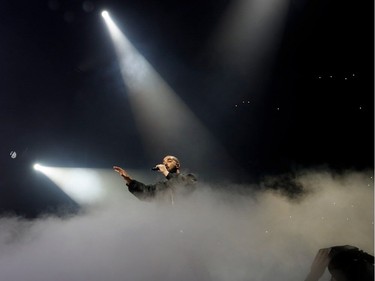 Drake performs at the Bell Centre in Montreal on Friday, Oct. 7, 2016.