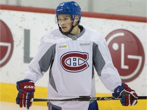 Montreal Canadiens forward Artturi Lehkonen takes part in a team practice at the Bell Sports Complex in Brossard on Sunday, October 9, 2016.