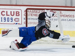 “I started skating earlier than usual, in the middle of July, and I had plenty of time to feel kind of normal before the (World Cup) tournament started,” says Montreal Canadiens goalie Carey Price, attempting to make a save during a team practice at the Bell Sports Complex in Brossard on Sunday, October 9, 2016.