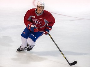 Montreal Canadiens'  Andrew Shaw hits the practice ice for the first time this season at the Bell Sports Complexe in Brossard, on Friday, September 23, 2016.