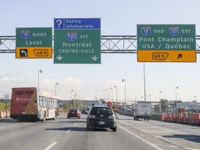 Driving eastbound on Highway 20 in the Turcot Yards at the split for Highway 15 north to Decarie, left, or south to Verdun/Champlain Bridge, right, or downtown on the Highway 720, commonly known as the Ville Marie expressway in Montreal.