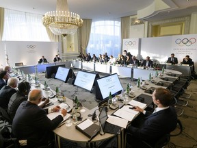 Members take their seats for the opening of an Olympic Summit on reforming the anti-doping system on October 8, 2016 in Lausanne. After a Russian doping scandal plunged the Olympic movement into one of its worst crises, top figures in world sport meet in a bid to overhaul global drug testing.