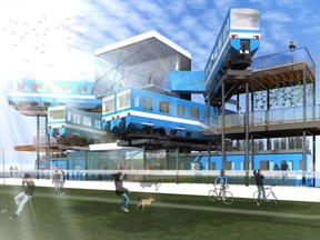 A project for eight métro cars integrated in a multidisciplinary building in the Quartier de l'innovation is among the projects that have been accepted for repurposing métro cars.