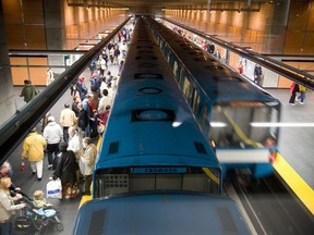 Metro service on the Orange line to Laval, April 2007.