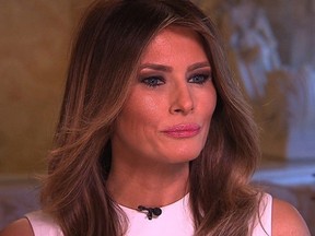 Melania Trump, wife of Republican presidential candidate Donald Trump is seen in this screengrab from a CNN interview with Anderson Cooper.