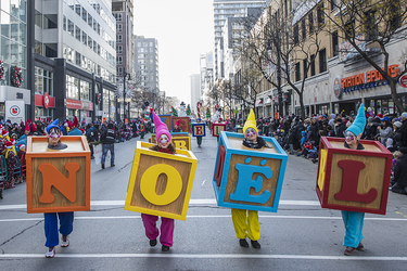 Performers take part in the annual Santa Claus Parade on Ste-Catherine street in downtown Montreal on Saturday, November 19, 2016.