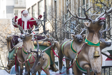 Santa Claus makes its way during the annual Santa Claus Parade on Ste-Catherine street in downtown Montreal on Saturday, November 19, 2016.