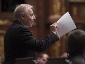 Parti Québécois Leader Jean-François Lisée questions the government over the language law during question period Tuesday, Nov. 15, 2016, at the legislature in Quebec City.