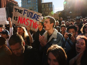 One of the many anti-Donald Trump protests that have been sparked across the U.S. since the election. Here: Washington Square Park in New York.