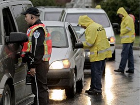 A roadside breathalyzer could lead to further tests at a police station.