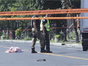 Two pedestrians hit after a truck ran into them on Park Ave. at the intersection of Bernard Tuesday, August 2, 2016.  (John Kenney / MONTREAL GAZETTE)