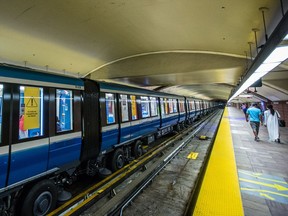 A view of the new Azur metro cars on display at the Henri-Bourassa metro station during a press event to show the train's interior design in Montreal on Tuesday, August 25, 2015. (Dario Ayala / Montreal Gazette)