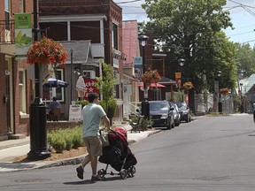 Ste-Anne-de-Bellevue residents in the northern sector want parking passes to make visiting the southern commercial district, pictured, more convenient.
