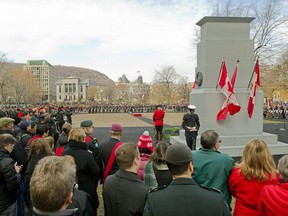 Troops, veterans and crowds gather for a Remembrance Day ceremony at McGill University in Montreal, Wednesday November 11, 2015. This year's ceremony is to be held at Place du Canada.