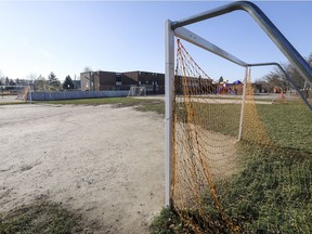 The soccer field at École Notre-Dame-de-Lorette in Pincourt will be replaced with a new synthetic turf field. (John Mahoney / MONTREAL GAZETTE)