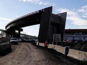 A partially completed section of the Highway 15 south to Highway 20 link that is part of the Turcot Exchange.
