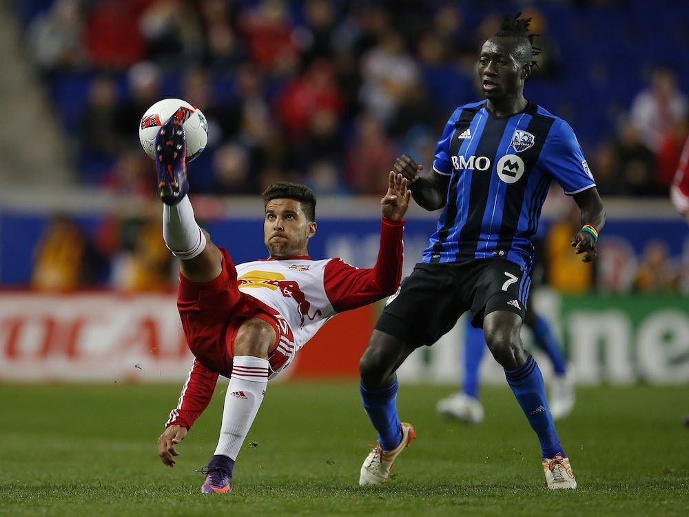 Montreal Impact fans cheer during the second half of a soccer match against  the New York Red Bulls, Saturday, April 14, 2018, in Harrison, N.J. (AP  Photo/Julio Cortez Stock Photo - Alamy