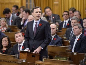 Finance Minister Bill Morneau delivers the government's fall economic update in the House of Commons on Parliament Hill in Ottawa on Tuesday, November 1, 2016.