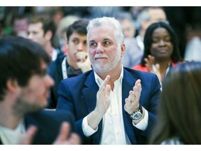 Premier Philippe Couillard at the Quebec Liberal Party meeting on Sunday: "I don't see anything but irreproachable, straight ethical action both from the party and my government."