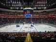 New home of the Hurricanes? Zamboni machines prepare the ice before the preseason NHL match between the Montreal Canadiens and the Pittsburgh Penguins at the Videotron Centre in Quebec City on Monday, September 28, 2015.
