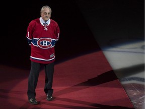 Former goaltender Rogatien Vachon, who will be inducted to the NHL Hall of Fame, is introduced to fans during a pre-game ceremony prior to NHL hockey action between the Los Angleles Kings and Montreal Canadiens on Thursday, November 10, 2016 in Montreal.