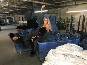 "Surprise visit to our factories!!! #GoodAmerican #USA," writes Kloe Kardashian in this photo from her Instagram account.