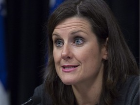 Quebec Justice Minister Stéphanie Vallée speaks at a news conference on Nov. 16, 2016, at the legislature in Quebec City.