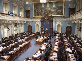 The National Assembly legislature is shown during question period Tuesday, February 23, 2016 in Quebec City.