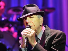 Wearing his trademark black fedora, Canadian poet and singer Leonard Cohen sings "Dance Me to the End  of Love" on Nov. 12, 2012, in Vancouver, B.C.