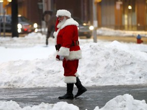 Santa Claus in the snow.