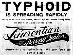 A Montreal newspaper advertising for bottled water, from the first decade of the 20th century. Submitted by local historian Robert N. Wilkins