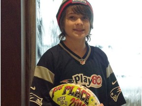 Jayden Rice won in his age category at the finals (New England region) of the National Football League-sanctioned Punt, Pass and Kick competition