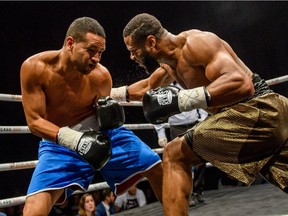 Jean Pascal, right, fights Argentina's Ricardo Marcelo Ramallo at Amphithéatre Cogeco in Trois-Rivières on Friday, Dec. 16, 2016. (Vincent Ethier) ORG XMIT: 267656