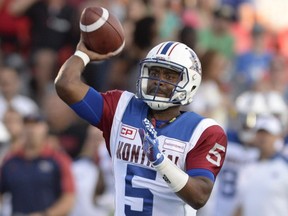 High-water mark: Montreal Alouettes quarterback Kevin Glenn guides the team to a 43-19 dismantling of the Redblacks in Ottawa on Friday, Aug. 19, 2016. He was traded to Winnipeg on Sept. 11 for a draft choice.