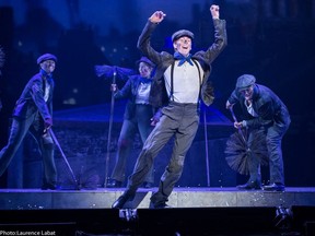 Kirkland dancer Matthieu Handfield, pictured centre front, performs a tap solo in the Juste pour rire musical Mary Poppins. (Photo courtesy of Matthieu Handfield.)