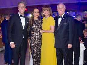 MILA MAKES MAGIC: MC and Cystic Fibrosis Canada national ambassador Ben Mulroney, wife Jessica Brownstein Mulroney, honouree Mila Mulroney and husband/former PM Brian Mulroney at the Progress in Cystic Fibrosis Research Gala at Windsor Station.