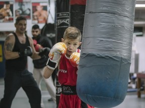 Amateur boxer Salvatore Rufolo, 11, trains at Club de Boxe Champion in Montreal on Thursday, December 1, 2016.