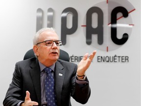 UPAC Commissioner Robert Lafreniere gives a year-end news briefing in Montreal Dec. 15, 2016.
