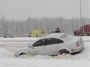 Two drivers hit the ditch in snowy conditions Dec. 24, 2016.