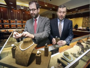 Eric, left, and Joel Goldberg in their Lou Goldberg jewelry store in Westmount Thursday December 29, 2016.  The business is closing down after Joel Goldberg decided to retire.