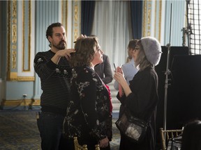 Kathleen Turner gets her hair and makeup done on the set of Someone Else's Wedding at the Windsor Ballroom in Montreal.