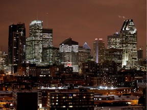 The Montreal skyline as seen from the Griffintown area.