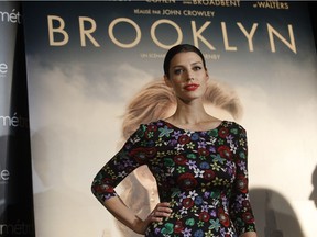 Montreal actress Jessica Paré on the red carpet for the film Brooklyn in December 2015 at the Outremont Theatre.